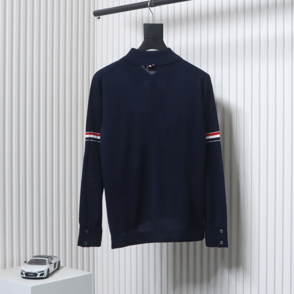 Thom Browne 24FW Armband Australian Wool Lapel Sweater Cardigan Blue