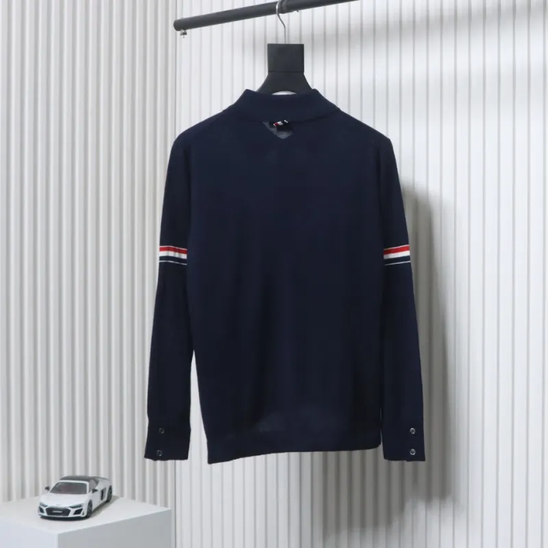 Thom Browne 24FW Armband Australian Wool Lapel Sweater Cardigan Blue