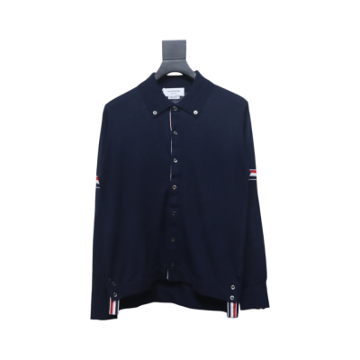 Thom Browne 24FW Armband Australian Wool Lapel Sweater Cardigan Blue 01