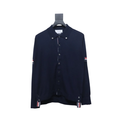 Thom Browne 24FW Armband Australian Wool Lapel Sweater Cardigan Blue 01