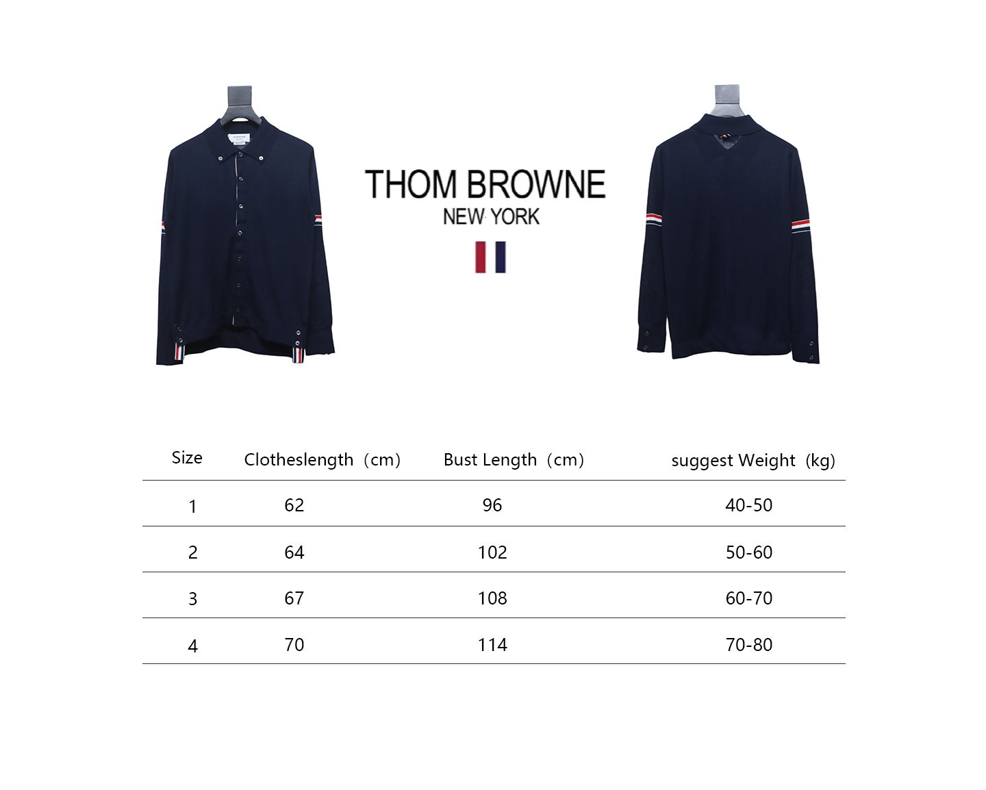Thom Browne 24FW Armband Australian Wool Lapel Sweater Cardigan Blue