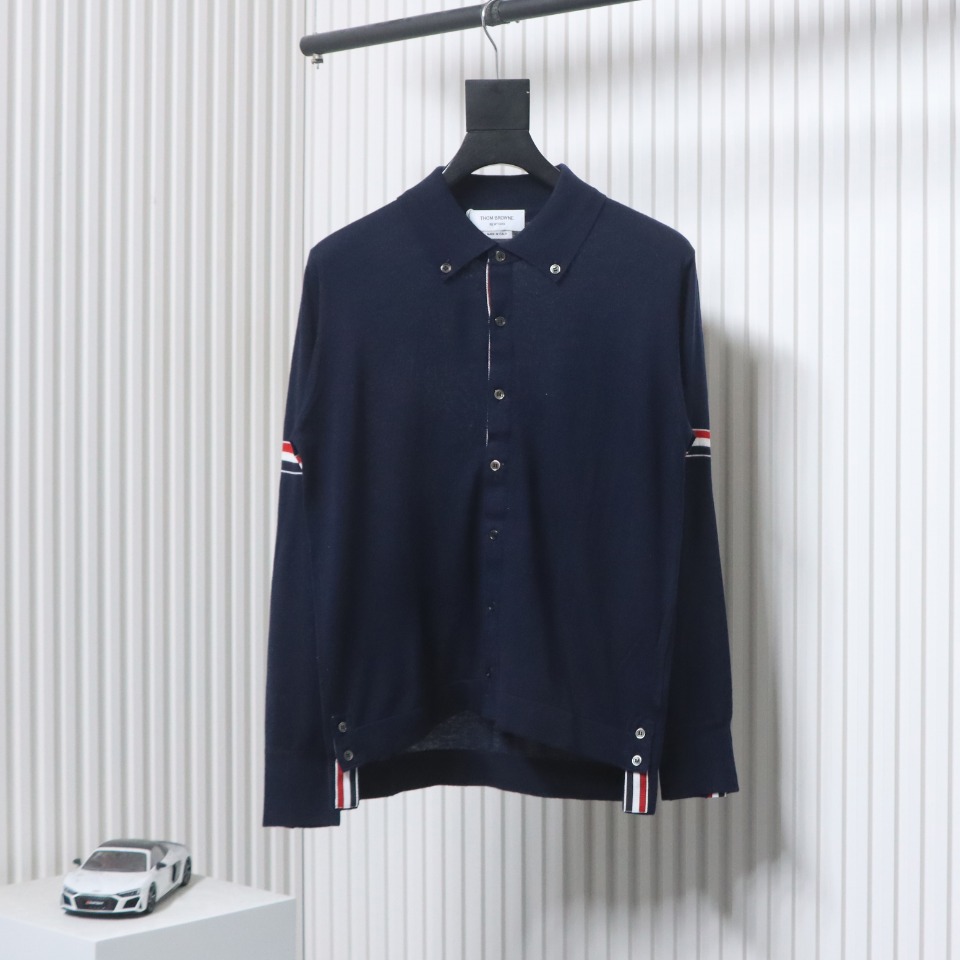 Thom Browne 24FW Armband Australian Wool Lapel Sweater Cardigan Blue