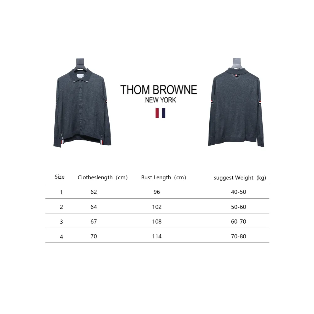Thom Browne 24FW Armband Australian Wool Lapel Sweater Cardigan Dark Grey
