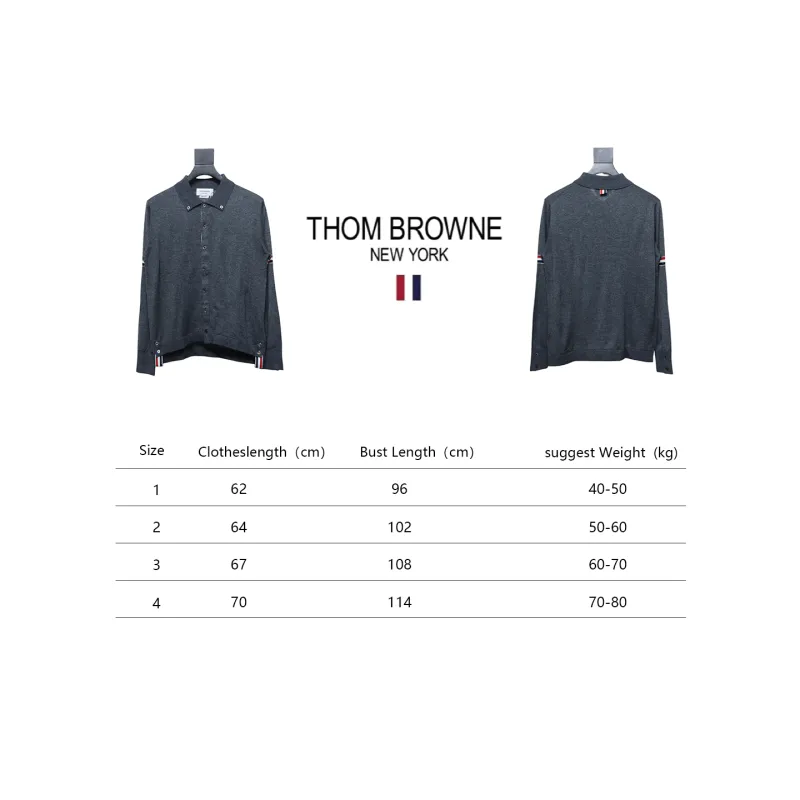 Thom Browne 24FW Armband Australian Wool Lapel Sweater Cardigan Dark Grey