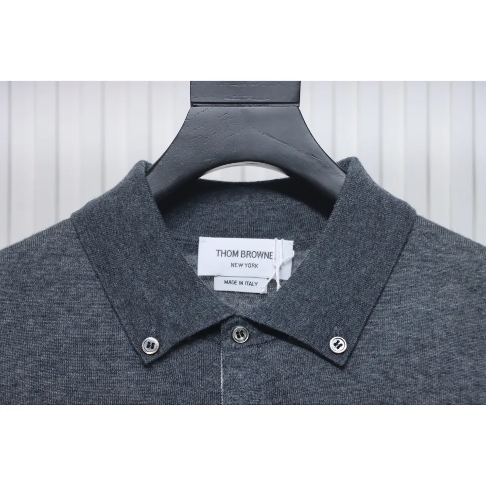 Thom Browne 24FW Armband Australian Wool Lapel Sweater Cardigan Dark Grey