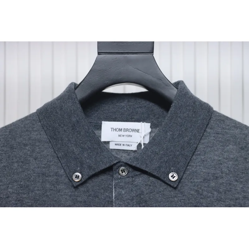Thom Browne 24FW Armband Australian Wool Lapel Sweater Cardigan Dark Grey