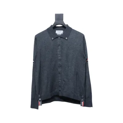 Thom Browne 24FW Armband Australian Wool Lapel Sweater Cardigan Dark Grey 01