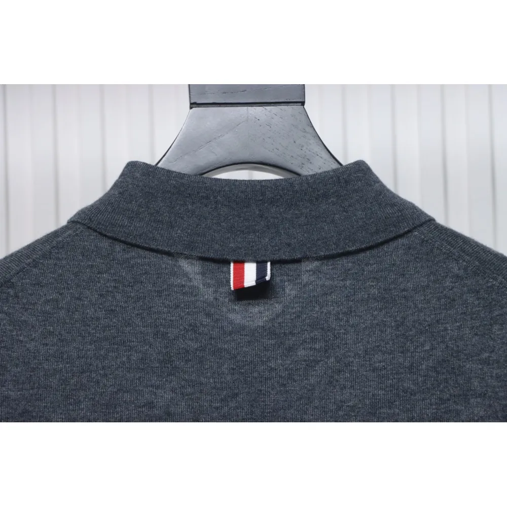 Thom Browne 24FW Armband Australian Wool Lapel Sweater Cardigan Dark Grey