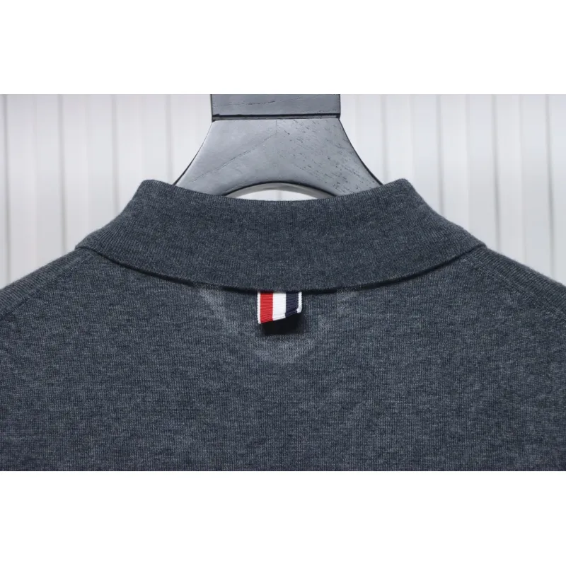 Thom Browne 24FW Armband Australian Wool Lapel Sweater Cardigan Dark Grey