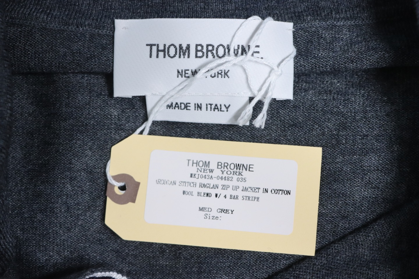 Thom Browne 24FW Armband Australian Wool Lapel Sweater Cardigan Dark Grey
