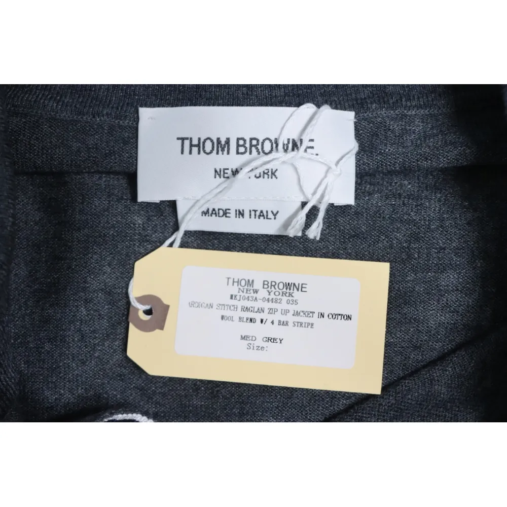 Thom Browne 24FW Armband Australian Wool Lapel Sweater Cardigan Dark Grey