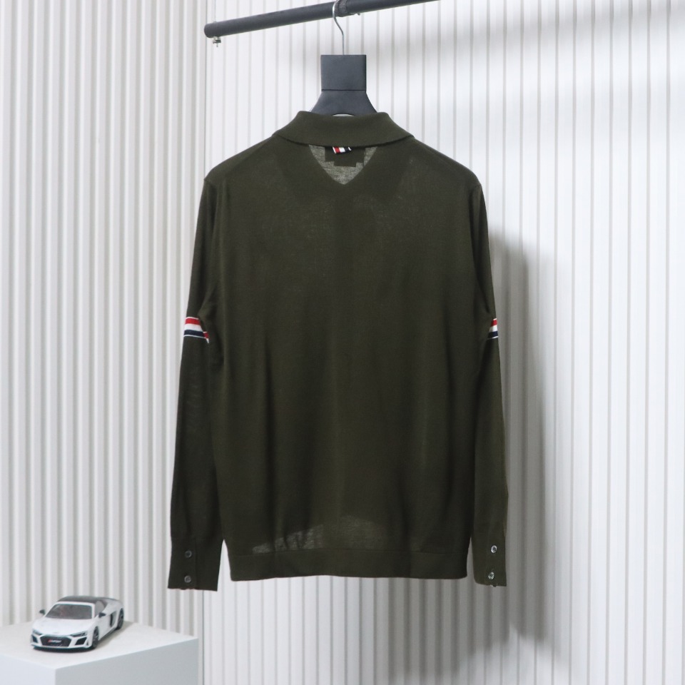 Thom Browne 24FW Armband Australian Wool Lapel Sweater Cardigan Green