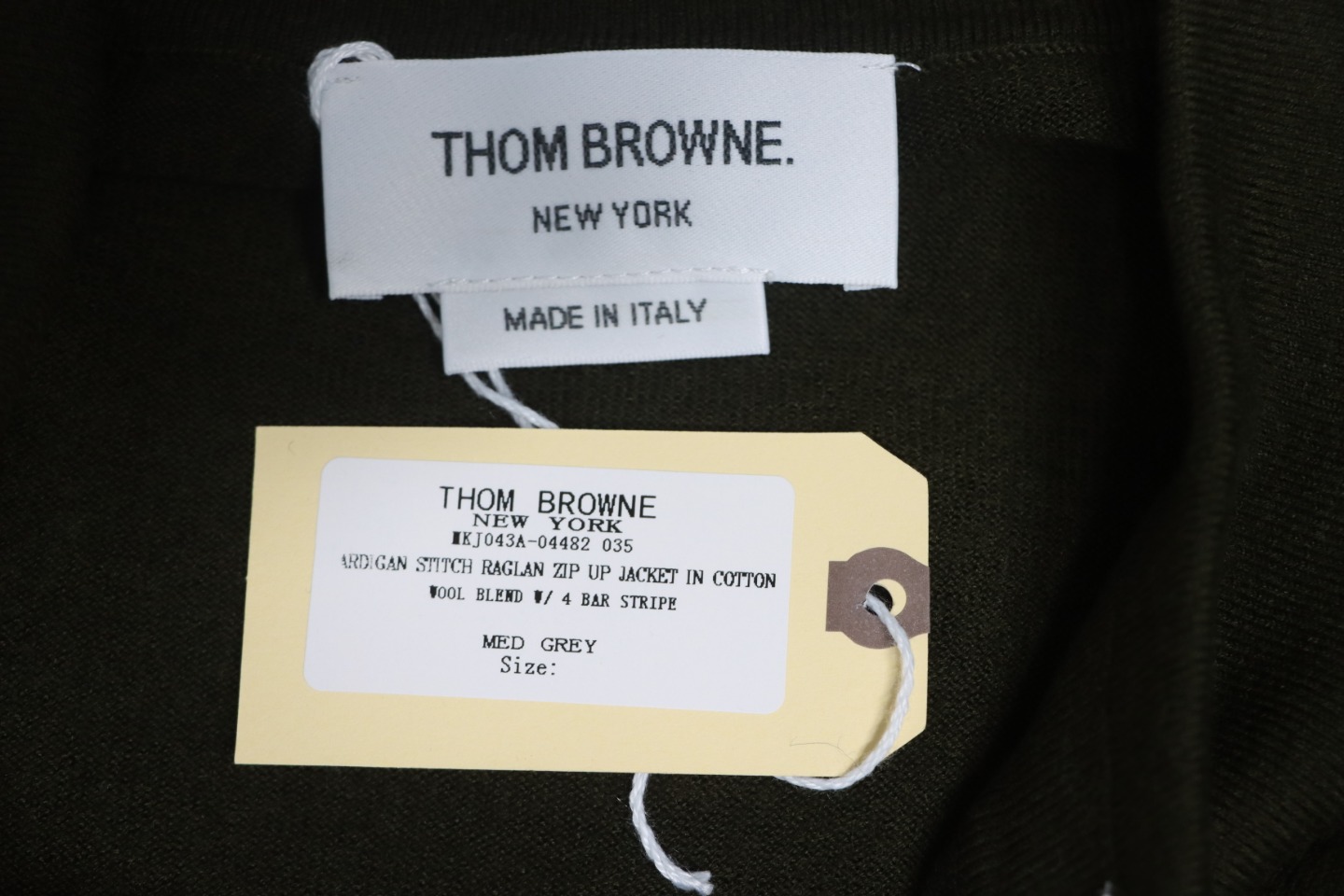 Thom Browne 24FW Armband Australian Wool Lapel Sweater Cardigan Green