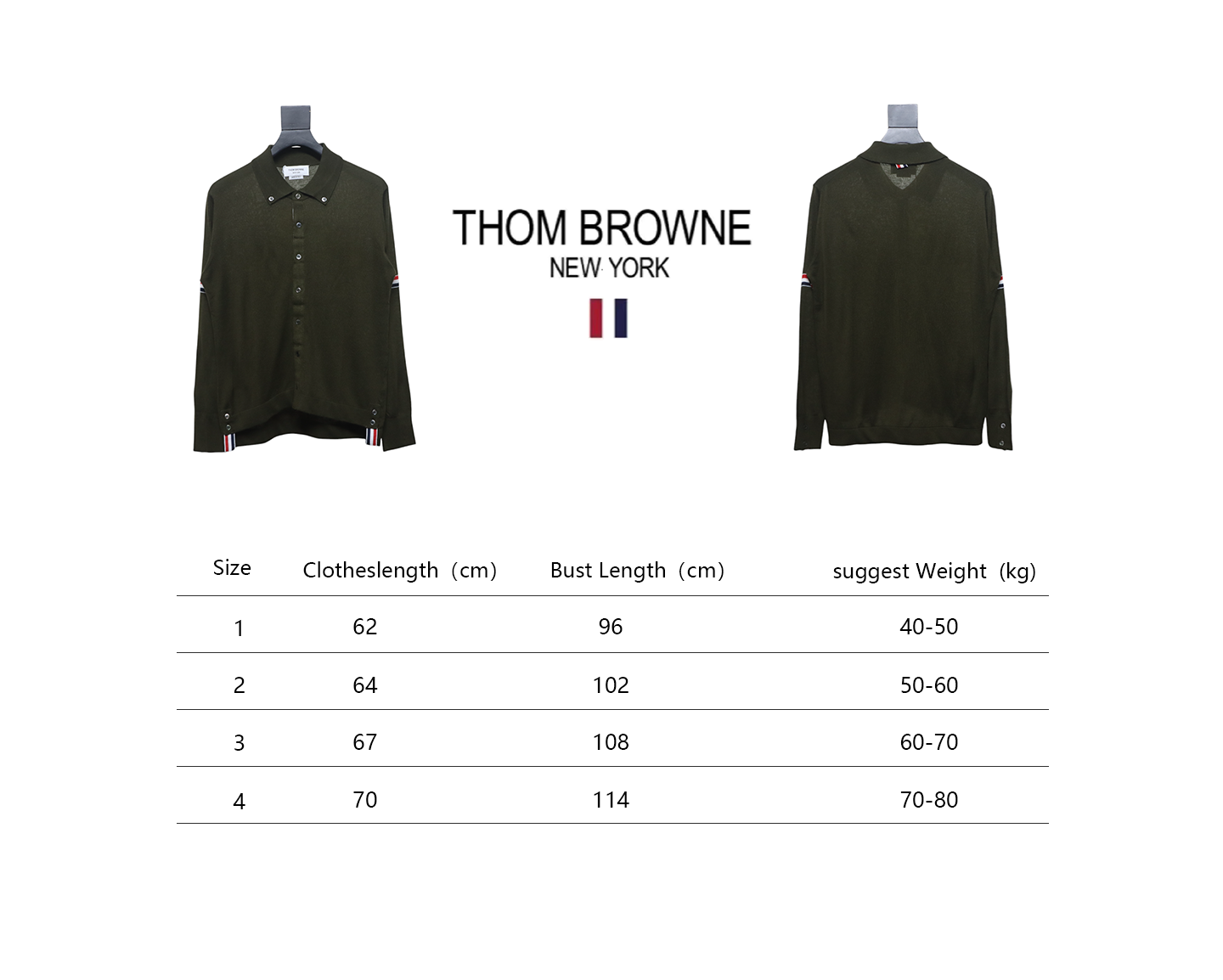 Thom Browne 24FW Armband Australian Wool Lapel Sweater Cardigan Green