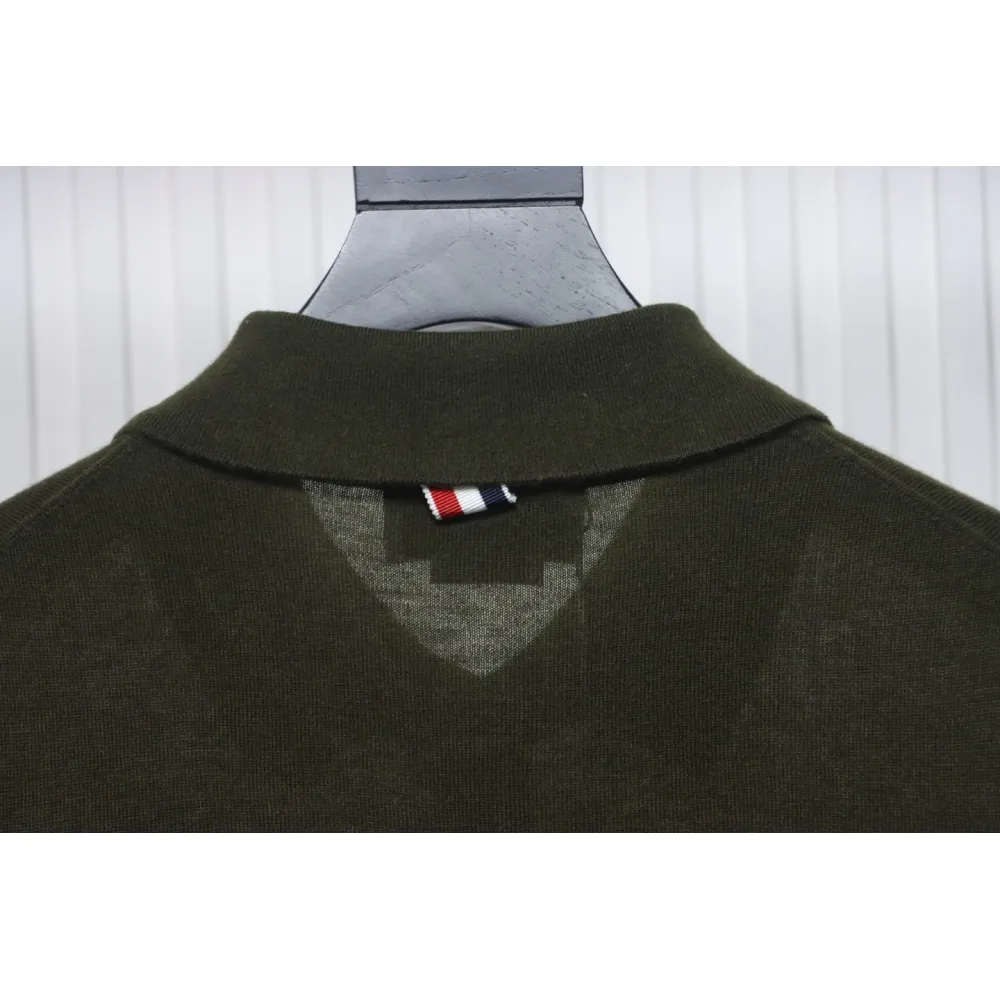 Thom Browne 24FW Armband Australian Wool Lapel Sweater Cardigan Green