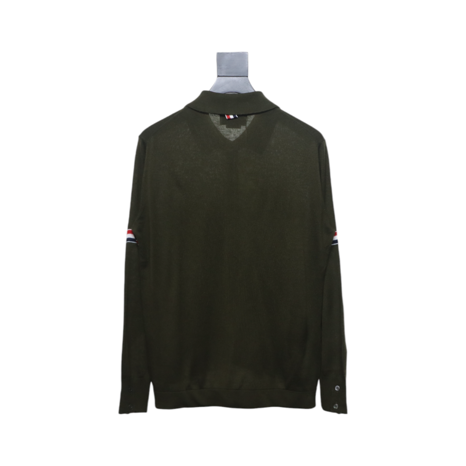 Thom Browne 24FW Armband Australian Wool Lapel Sweater Cardigan Green