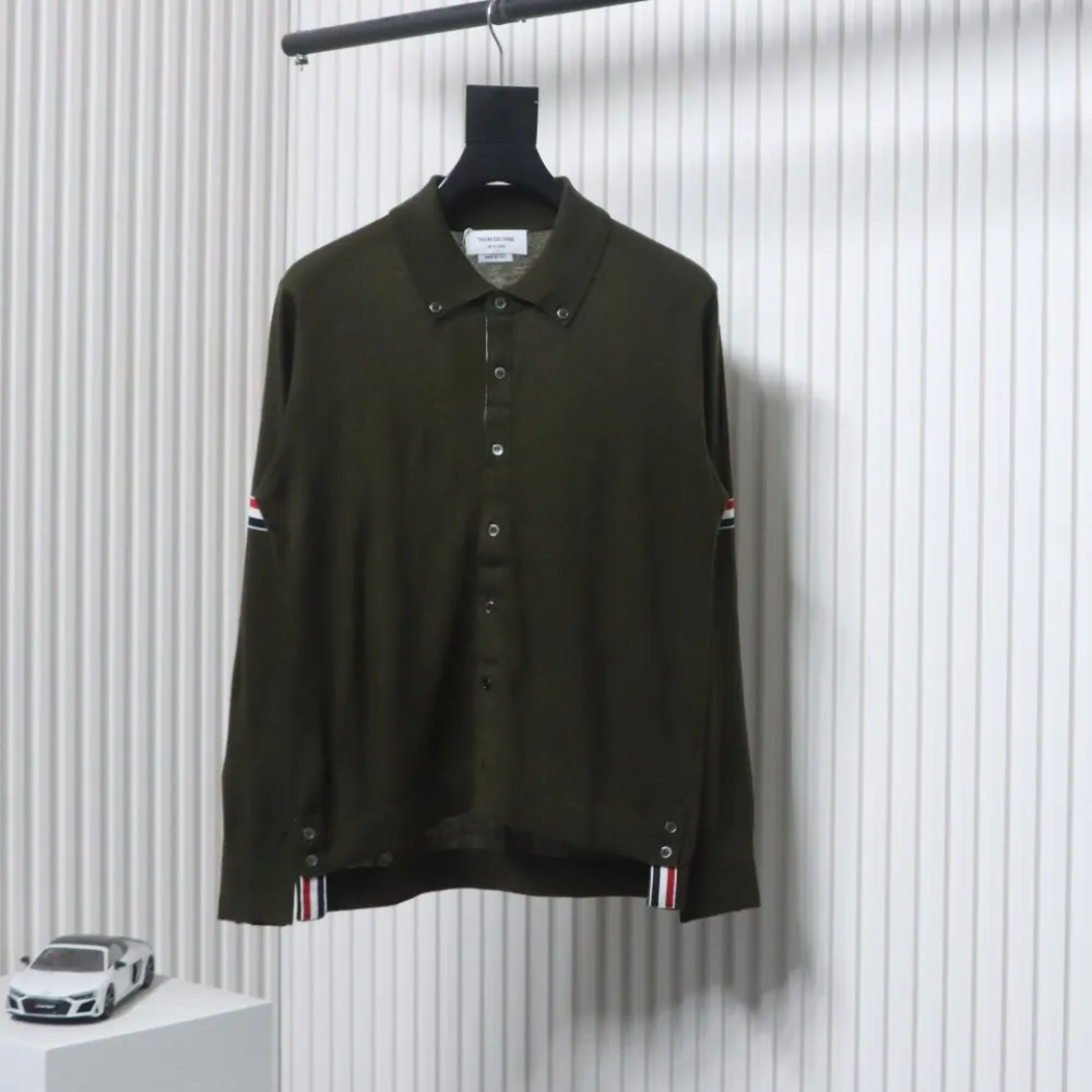 Thom Browne 24FW Armband Australian Wool Lapel Sweater Cardigan Green