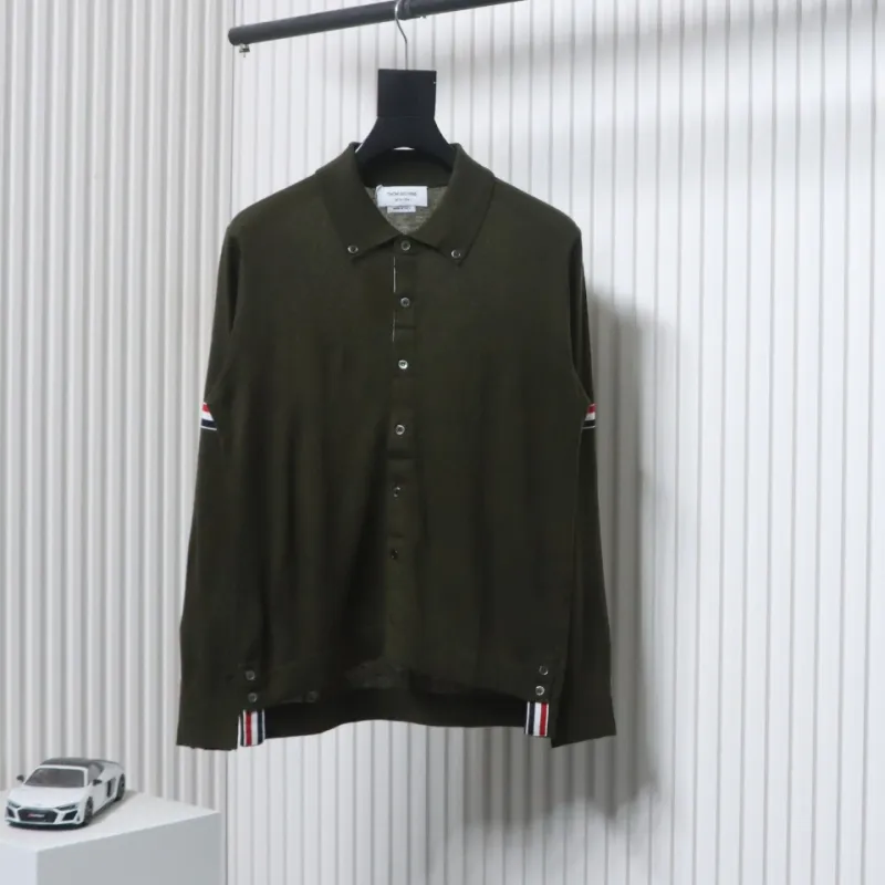 Thom Browne 24FW Armband Australian Wool Lapel Sweater Cardigan Green