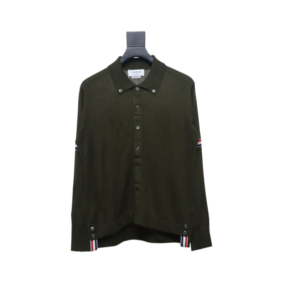 Thom Browne 24FW Armband Australian Wool Lapel Sweater Cardigan Green