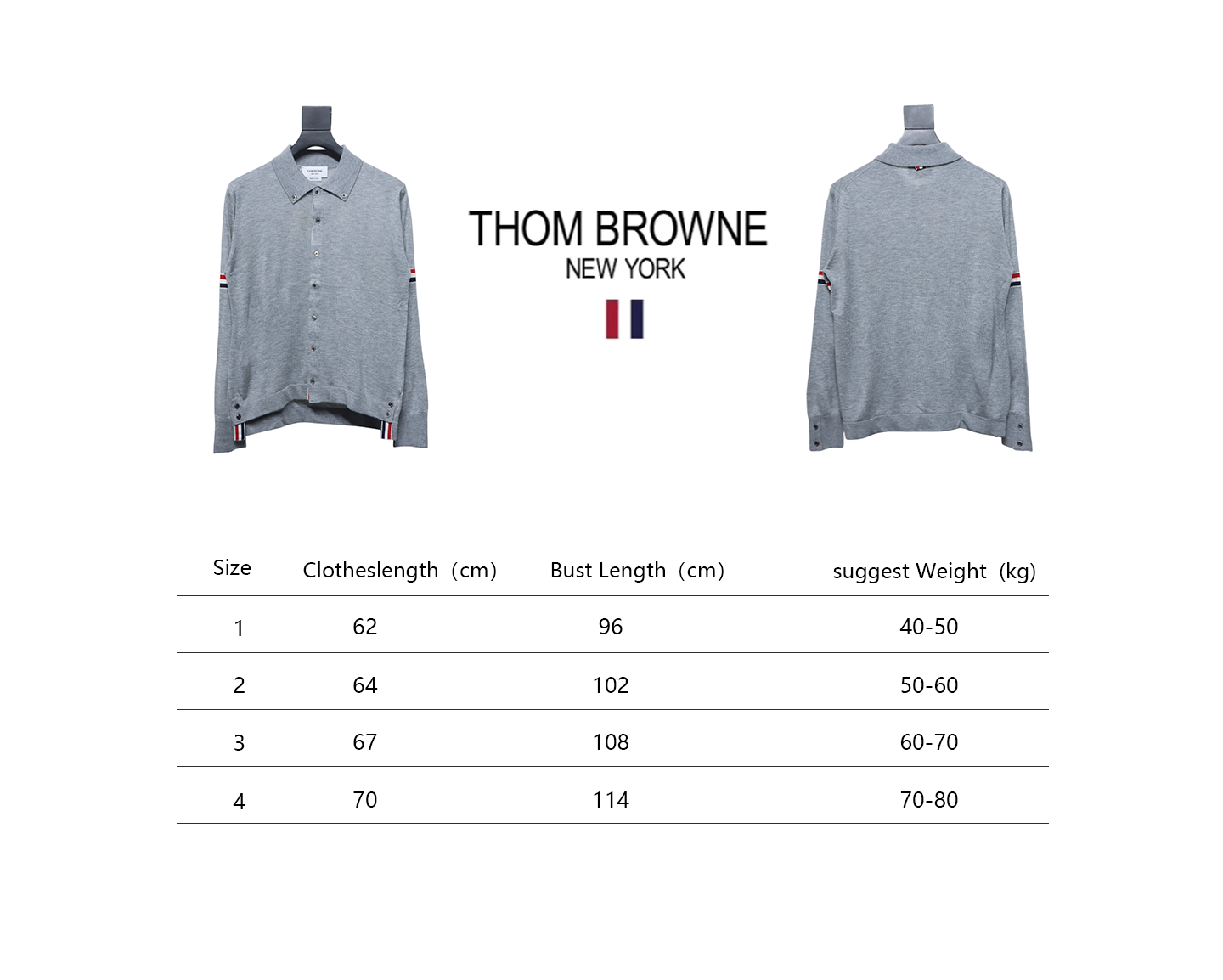 Thom Browne 24FW Armband Australian Wool Lapel Sweater Cardigan Light Grey