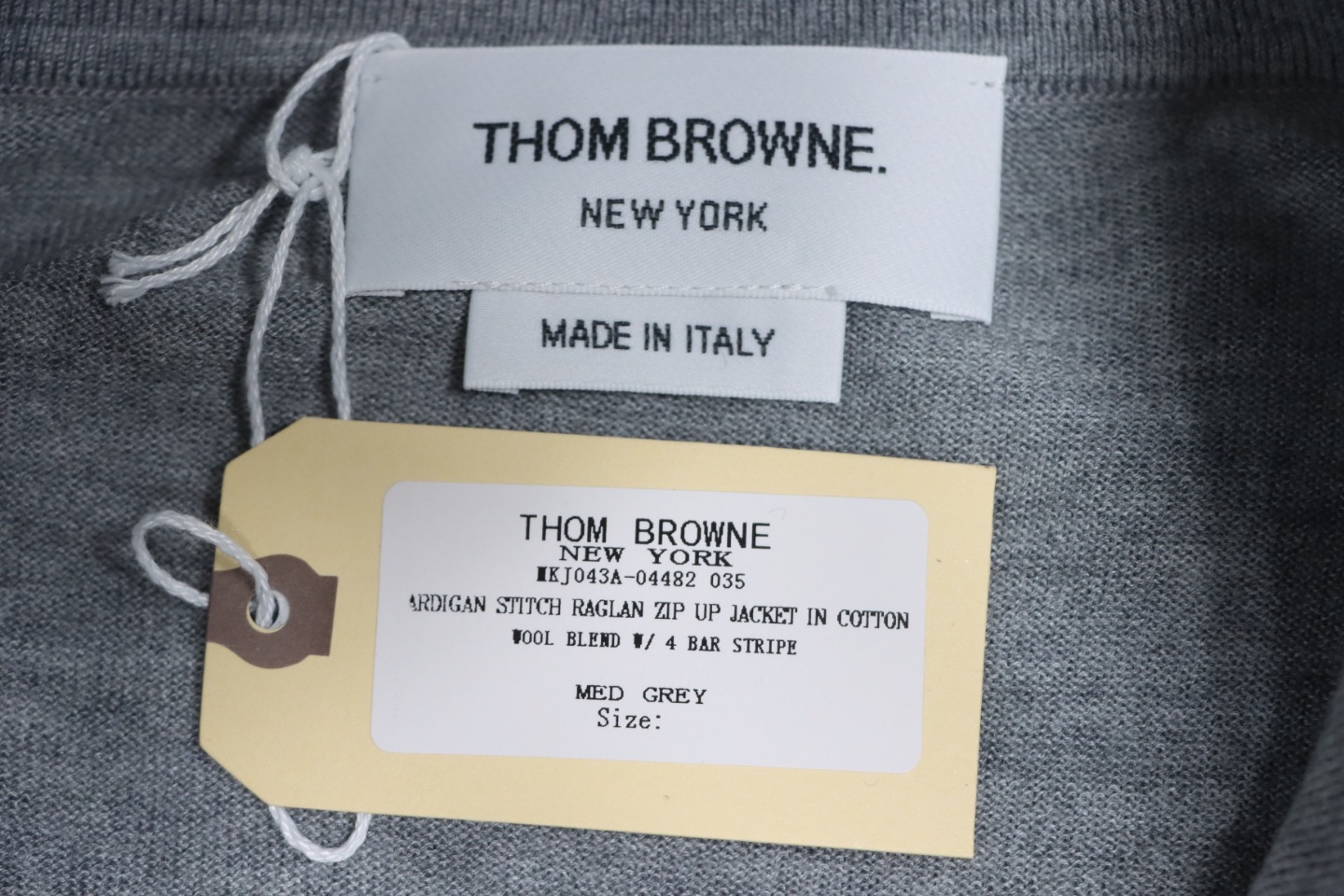 Thom Browne 24FW Armband Australian Wool Lapel Sweater Cardigan Light Grey