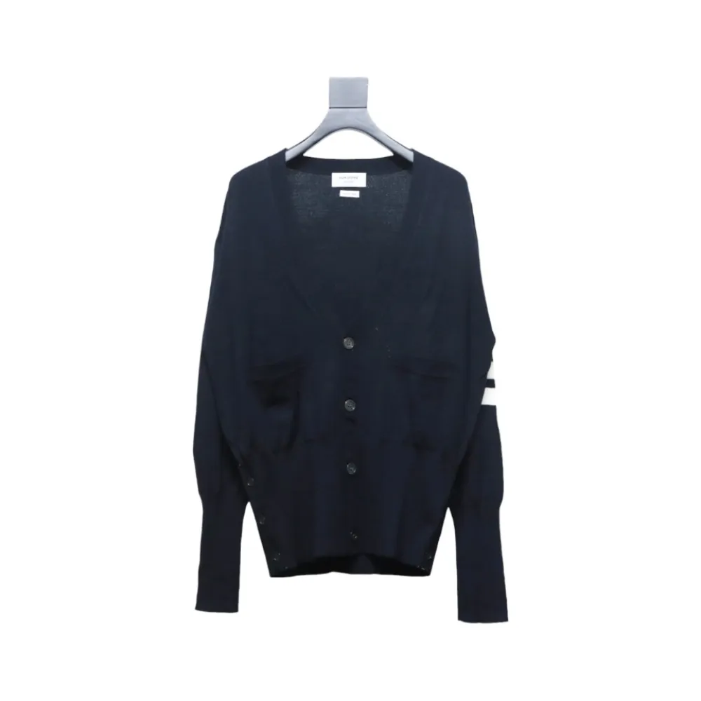 Thom Browne Fine Wool Cardigan Blue