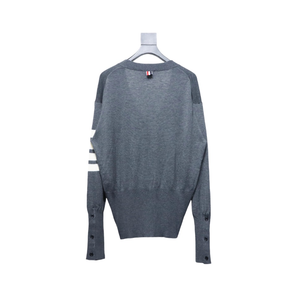Thom Browne Fine Wool Cardigan Grey
