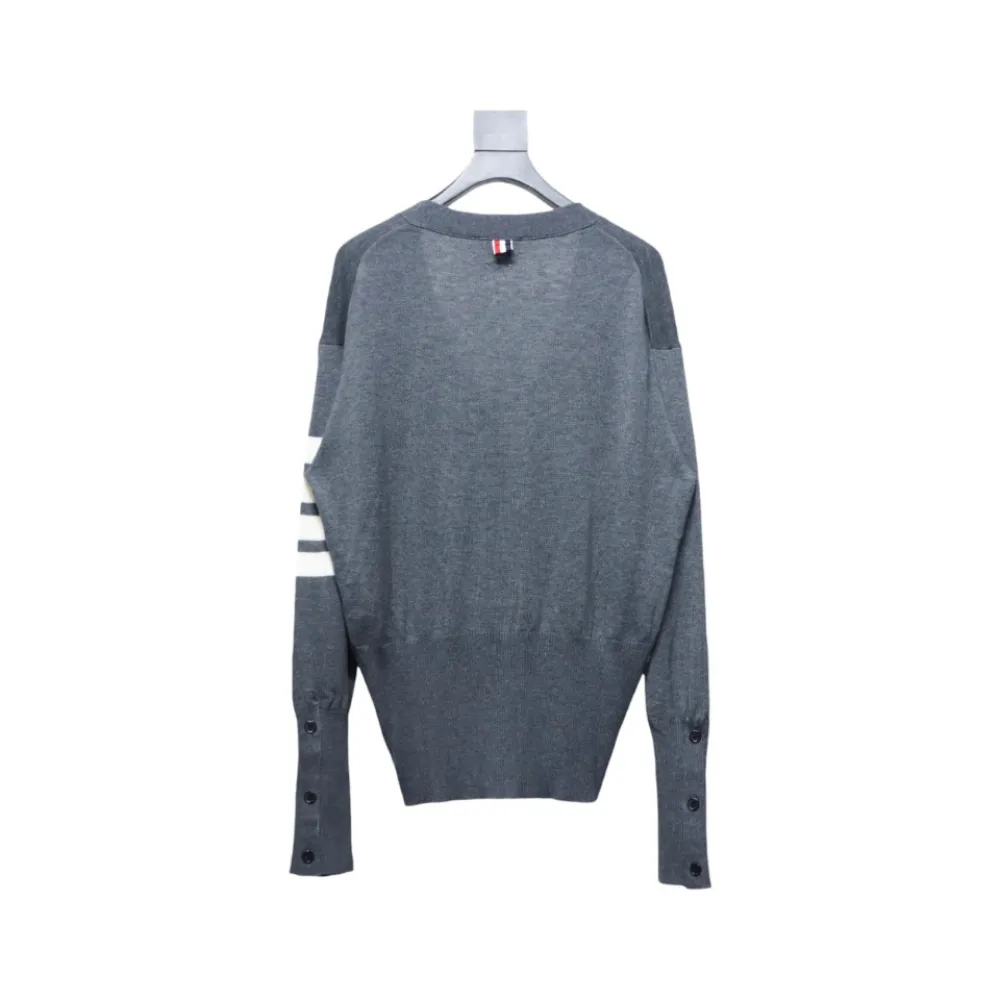 Thom Browne Fine Wool Cardigan Grey
