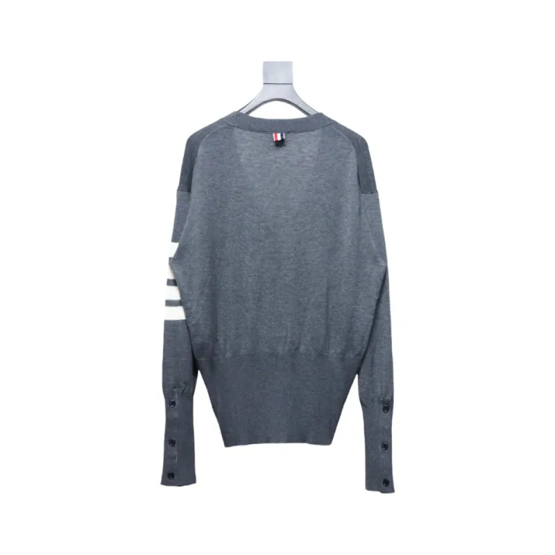 Thom Browne Fine Wool Cardigan Grey