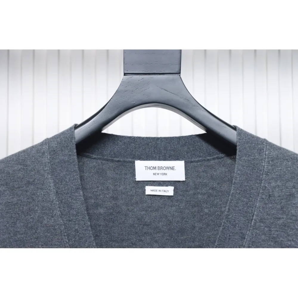 Thom Browne Fine Wool Cardigan Grey