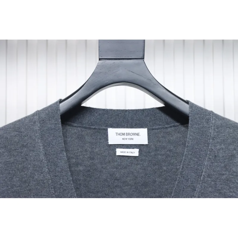 Thom Browne Fine Wool Cardigan Grey