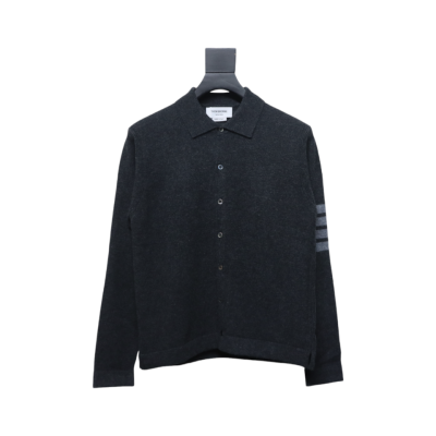 Thom Browne Four-Bar Australian Wool Lapel Cardigan Sweater Black 01