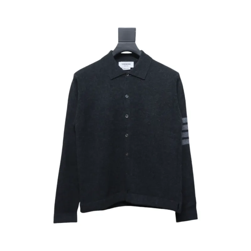 Thom Browne Four-Bar Australian Wool Lapel Cardigan Sweater Black