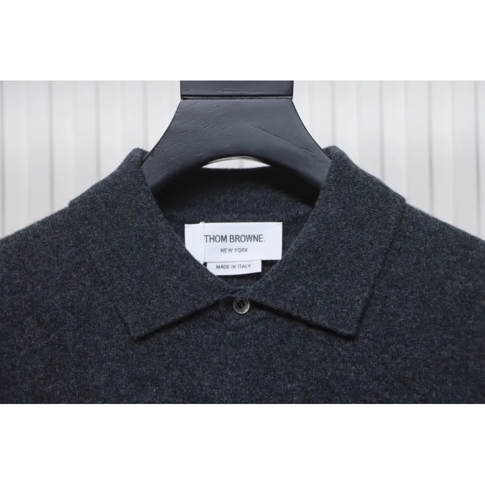 Thom Browne Four-Bar Australian Wool Lapel Cardigan Sweater Black