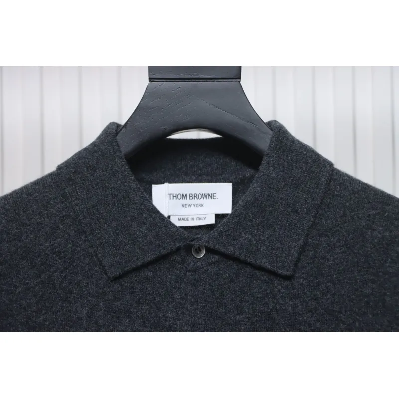 Thom Browne Four-Bar Australian Wool Lapel Cardigan Sweater Black