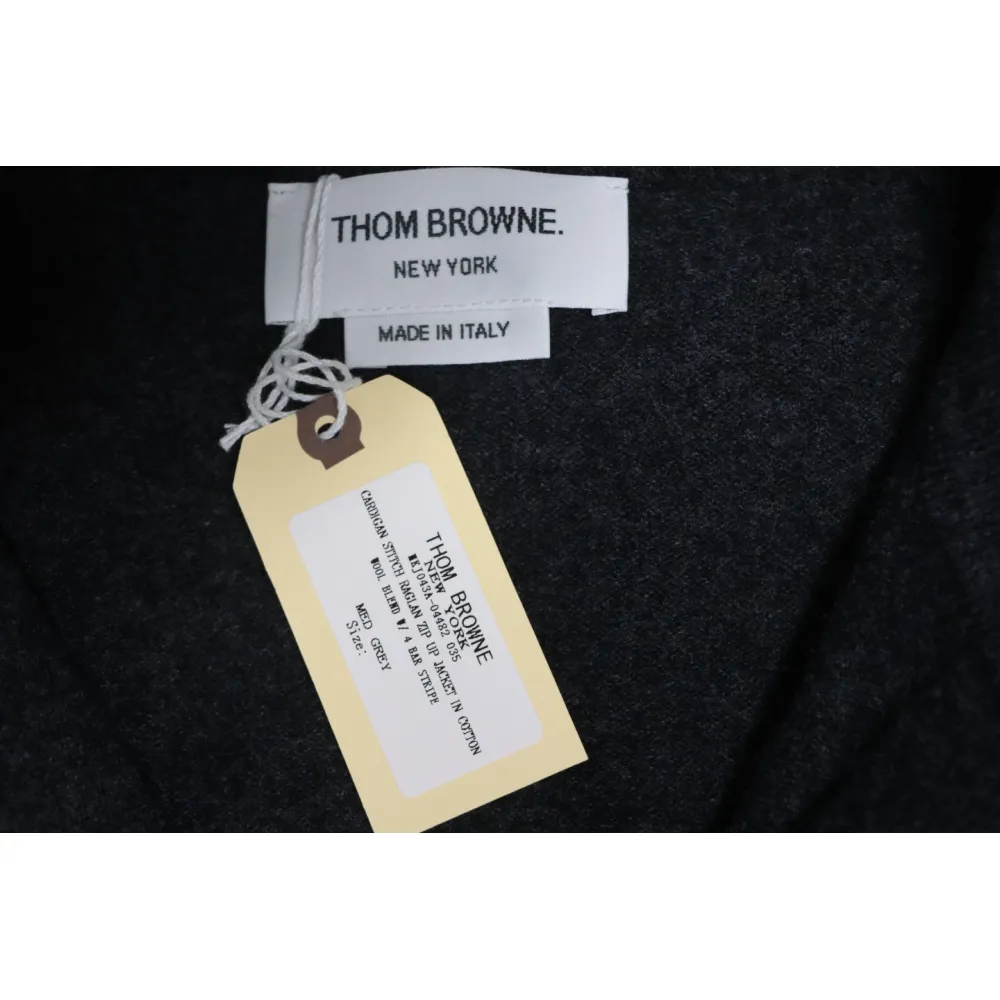 Thom Browne Four-Bar Australian Wool Lapel Cardigan Sweater Black