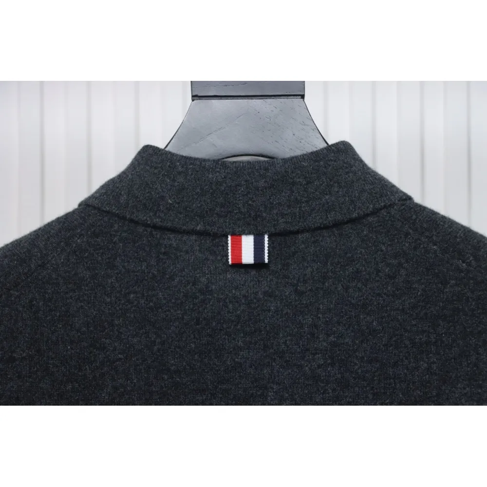 Thom Browne Four-Bar Australian Wool Lapel Cardigan Sweater Black