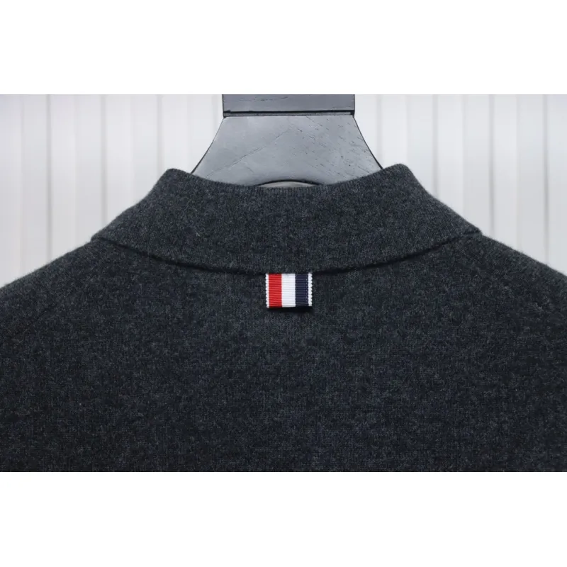 Thom Browne Four-Bar Australian Wool Lapel Cardigan Sweater Black