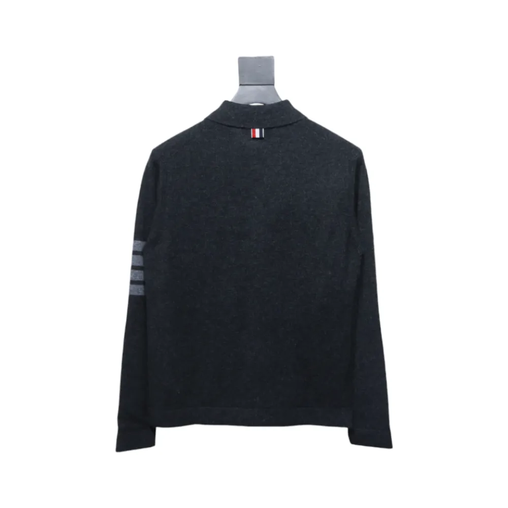 Thom Browne Four-Bar Australian Wool Lapel Cardigan Sweater Black