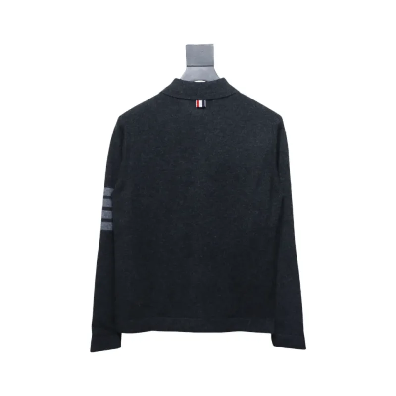 Thom Browne Four-Bar Australian Wool Lapel Cardigan Sweater Black