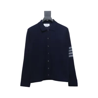 Thom Browne Four-Bar Australian Wool Lapel Cardigan Sweater Blue 01