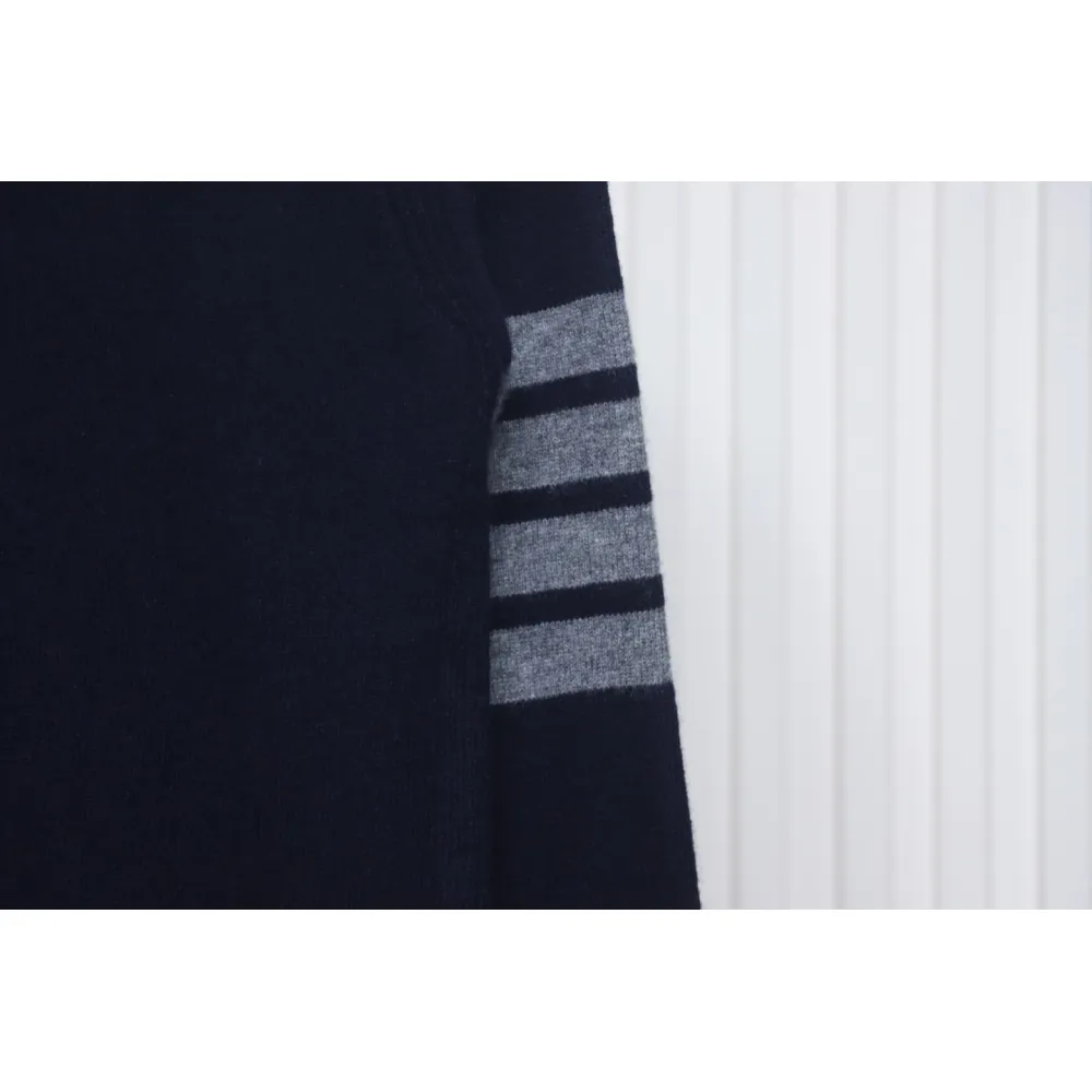 Thom Browne Four-Bar Australian Wool Lapel Cardigan Sweater Blue