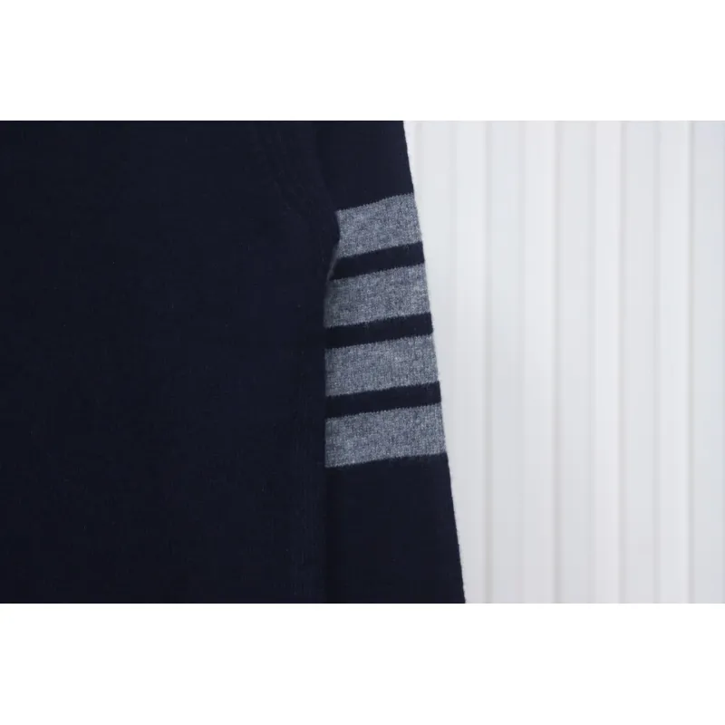 Thom Browne Four-Bar Australian Wool Lapel Cardigan Sweater Blue