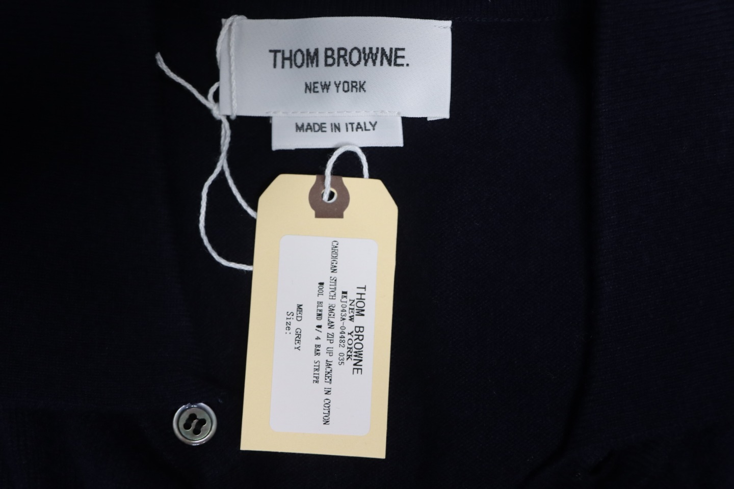 Thom Browne Four-Bar Australian Wool Lapel Cardigan Sweater Blue