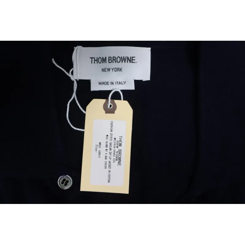 Thom Browne Four-Bar Australian Wool Lapel Cardigan Sweater Blue