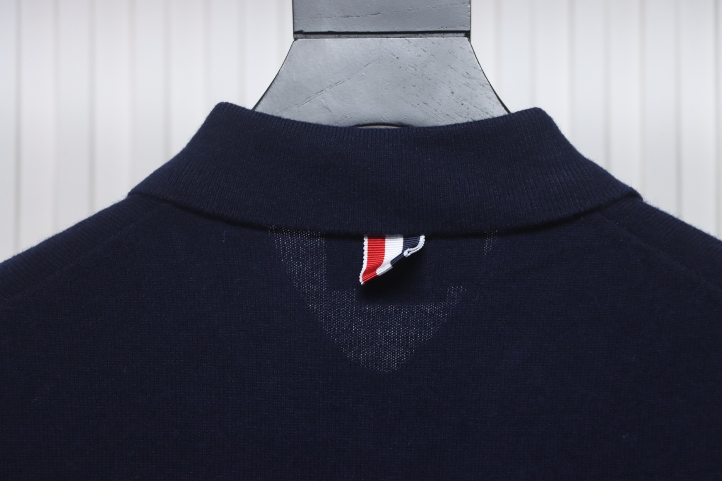 Thom Browne Four-Bar Australian Wool Lapel Cardigan Sweater Blue