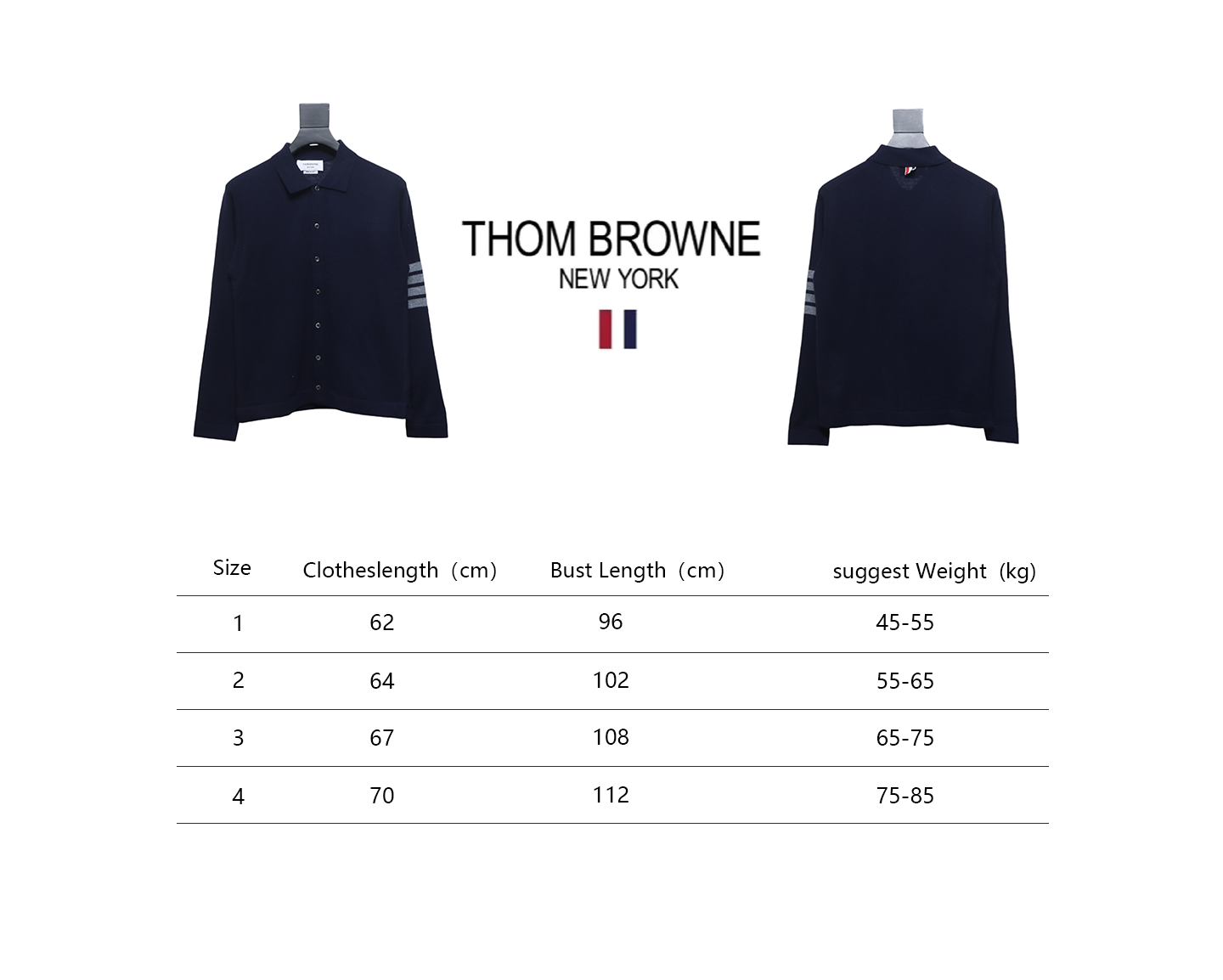 Thom Browne Four-Bar Australian Wool Lapel Cardigan Sweater Blue