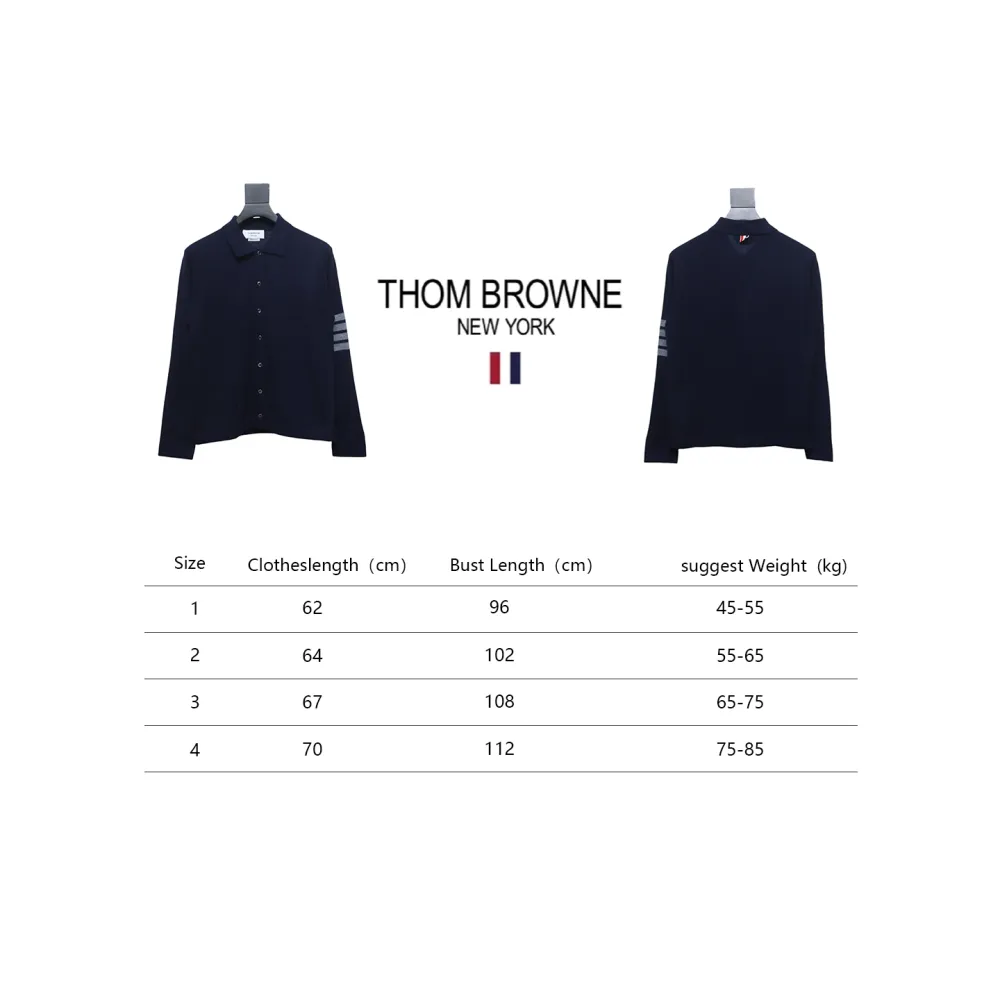 Thom Browne Four-Bar Australian Wool Lapel Cardigan Sweater Blue