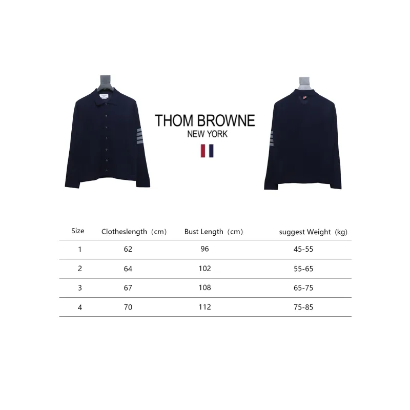 Thom Browne Four-Bar Australian Wool Lapel Cardigan Sweater Blue