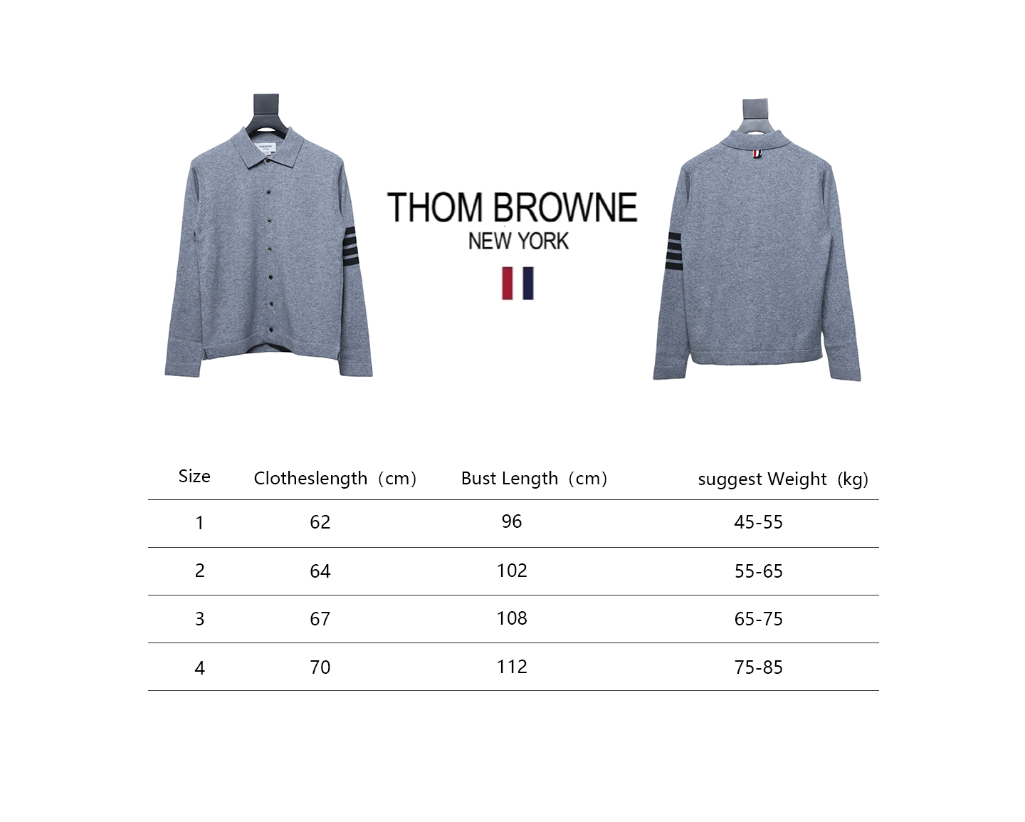 Thom Browne Four-Bar Australian Wool Lapel Cardigan Sweater Grey